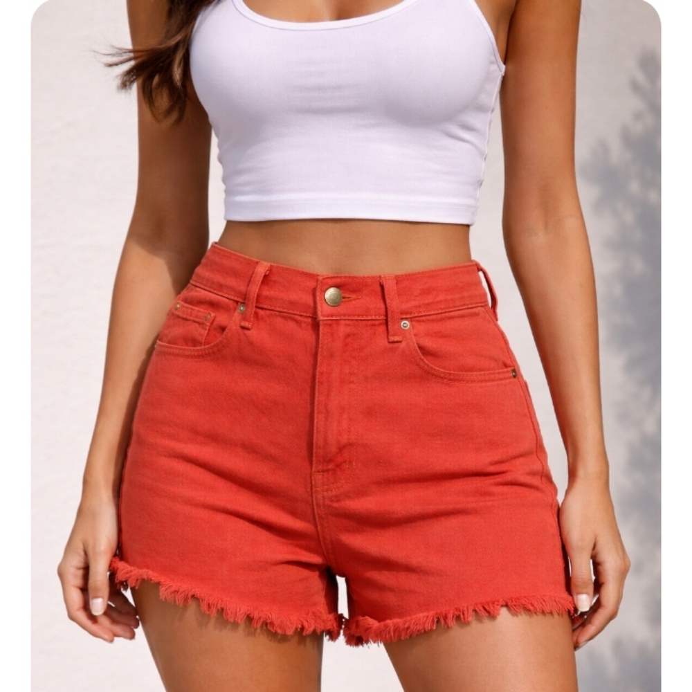 THE GREAT. Burnt Orange Cutoff Denim Shorts | NWOT | Size 30